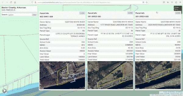 Click and drag to arrange several Parcel Info pop-ups to make comparisons